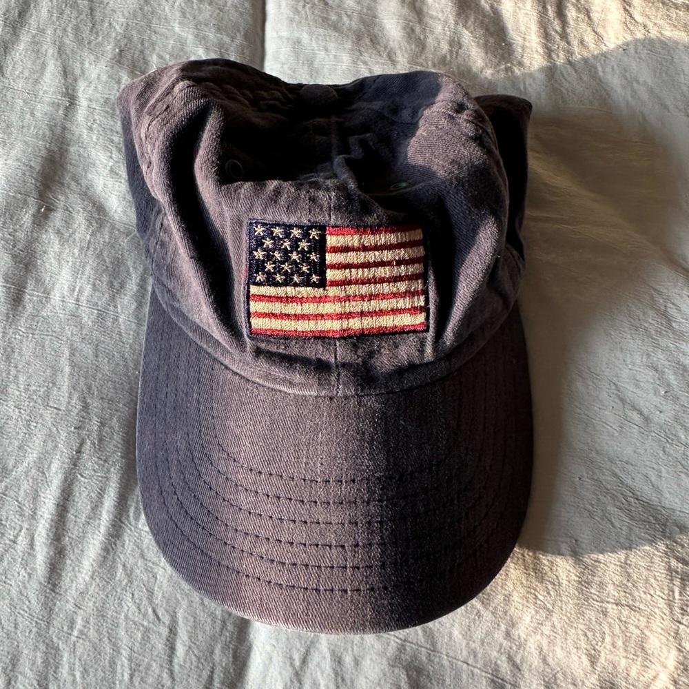 Navy Blue Cap with American Flag Patch